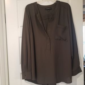 Lane Bryant long sleeve blouse with decorative stitching